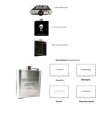 Skull and Crossbones Flask Inlaid in Hand Painted Metallic Black Enamel 8oz Hip Flask Gothic Victorian Custom Colors and Personalized Option