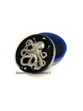 Antique Gold Octopus Jewelry Box Inlaid in Hand Painted Gold Enamel Neo Victorian Nautical Design with Personalized and Color Options
