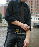 Shooting Star Belt Buckle Inlaid in Hand Painted Glossy Black Onyx Enamel Art Deco Celstial Design Inspired Available in Other Colors