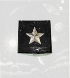 Nautical Star Pill Box in Hand Painted Glossy Black Enamel with Silver Spalsh Art Deco Celstial Design with Personalized Options Available