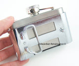 Octopus Flask Belt Buckle Inlaid in Hand Painted Black and Silver Splash Enamel Vintage Style with Color Options