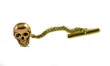 Antique Gold Skull Head with Wings Tie Clip Inlaid in Hand Painted Enamel Gothic Victorian Tie Bar Accent Custom Colors Available