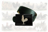 Antique Silver Rooster Belt Buckle in Glossy Black Enamel French Country Inspired with Custom Colors Available
