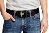 Antique Silver Rooster Belt Buckle in Glossy Black Enamel French Country Inspired with Custom Colors Available