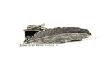 Ravens Feather Tie Clip in ANtique Sterling SIlver Inlaid in Hand Painted Black Enamel Neo Victorian Design Accent Other Colors Available