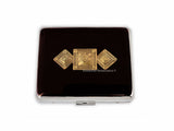 Art Deco Weekly Pill Case 8 Compartments in Black Opaque Enamel Geometric Moorish Design Personalize and Color Options