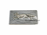 Silver Fox Money Clip Inlaid in Hand Painted Black Onyx Neo Victorian Woodland Inspired Custom Colors and Personalized Options