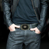 Silver Bee Belt Buckle Inlaid in Hand Painted Gray Swirl Enamel Art Deco Insect Vintage Style with Color Options