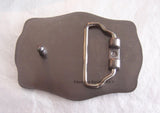 Gold Cat Belt Buckle Inlaid in Hand Painted Silver Swirl Enamel Vintage Style Available in Other Colors