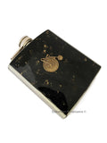 Bicycle Flask in Hand Painted Black with Gold Splash Enamel Vintage Style Big Wheel Bike with Personalize and Color Options