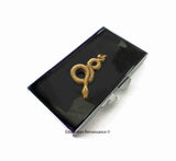 Antique Silver Snake Pill Box for 7 Sections Inlaid in Hand Painted Black Enamel Art Deco Serpent with Personalized and Color Options