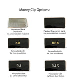 Pig Money Clip Inlaid in Hand Painted Glossy Black Enamel Vintage Style Year of the Boar Personalized and Color Option