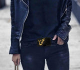 Mermaid Belt Buckle Inlaid in Hand Painted Enamel Black Ink Swirl Design Nautical Fantasy Sea Siren Inspired Metal Buckle with Color Options