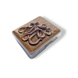 Antiqued Octopus Pill Case Inlaid in Hand Painted Metallic Copper Enamel Case Nautical Kraken Inspired with Personalized and Color Options