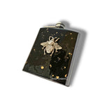 Antique Gold Bee Flask in Hand Painted Black Enamel with Gold Splash Design Neo Victorian Insect Custom Colors and Personalized Options