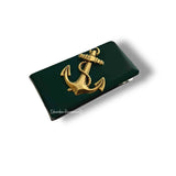 Anchor Money Clip Inlaid in Hand Painted Black Glossy Enamel Nautical Inspired with Personalized and Color Options Available