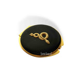 Silver Serpent Compact Mirror in Hand Painted Glossy Black Enamel Vintage Style Snake Design with Color and Personalized Options