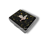 Antique Gold Rooster Pill Box with Covered Compartments Inlaid in Hand Painted Black Enamel Personalize and Color Options