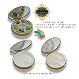 Art Nouveau Lady Pill Box with 7 Compartments in Hand Painted Black Enamel Flower Nymph Vintage Style with Personalized and Color Options