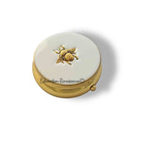 Antique Gold Bee Pill Case Inlaid in Hand Painted Enamel Art Deco Insect Vintage Style Personalize and Color Options