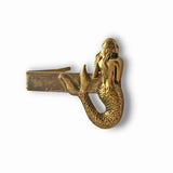 Antique Gold Mermaid Tie Clip Inlaid in Hand Painted Gold Enamel Vintage Inspired Sea Nymph Tie Bar Accent with Cufflink Set Option