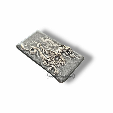Antique Silver Dragon Game of Thrones Inspired Inlaid in Metallic Silver Glossy Enamel with Personalized and Color Options