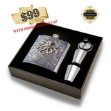 Dragon Hip Flask Game of Thrones Inspired Hand Painted Gold Swirl Enamel Medieval Style Personalized and Color Options