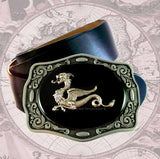 Antique Gold Dragon Belt Buckle Game of Thrones Inspired Inlaid in Hand Painted Silver Enamel Medieval Design with Custom Color Options