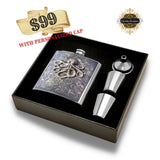 Art Nouveau Flask Roses Bouquet Inlaid in Hand Painted Black with Silver Splash Enamel Personalized and Color Options Available