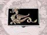 Dragon Pill Box Inlaid in Hand Painted Oxblood Enamel Medieval Fantasy Game of Thrones Inspired with Color and Personalizaed Options
