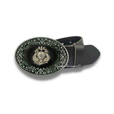 Deep Sea Diver Belt Buckle Inlaid in Hand Painted Glossy Enamel Black with Gold Swirl Design Metal Buckle with Color Options