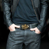 Octopus with Gas Mask Belt Buckle Inlaid in Hand Painted Ox Blood Enamel Industrial Victorian Inspired Ornate Buckle with Color Options