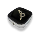 Snake Pill Box Inlaid in Hand Painted Black Enamel Vintage Style Serpent Design with Personalized and Color Options Available