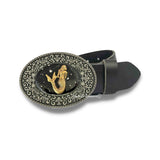Antique Gold Mermaid Belt Buckle Inlaid in Hand Painted Black with Silver Splash Enamel Vintage Style Oval Buckle Custom Colors Available