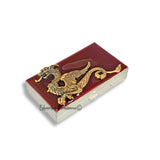 Dragon Pill Box Inlaid in Hand Painted Oxblood Enamel Medieval Fantasy Game of Thrones Inspired with Color and Personalizaed Options