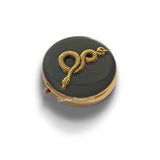Antique Gold Serpent Pill Case Inlaid in Hand Painted Gray Enamel Vintage Style Snake with Personalize and Color Options