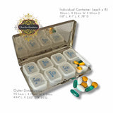 Gold Filigree Pill Box with 8 Day Individual Compartments in Ox Blood Enamel Baroque Style Large Weekly Case Personalize Options