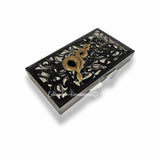 Snake Weekly Pill Box Inlaid in Hand Painted in Glossy Black Enamel Antique Gold Serpent Design with Personalized and Color Options