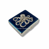 Octopus Pill Box with 8 Compartments Nautical Inspired Inlaid in Navy Enamel Kraken Motif with Personalized and Custom Color Options