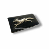 Silver Fox Money Clip Inlaid in Hand Painted Black Onyx Neo Victorian Woodland Inspired Custom Colors and Personalized Options