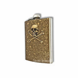 Skull and Crossbones Flask Inlaid in Hand Painted Metallic Black Enamel 8oz Hip Flask Gothic Victorian Custom Colors and Personalized Option