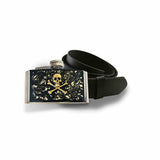 Skull & Crossbones Flask Belt Buckle: Gothic Enamel Inlay, Personalized Option