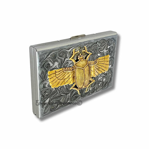 Art Deco Scarab Wallet: Antique Gold Beetle, RFID Credit Card Case