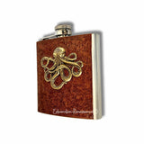 Octopus Flask Inlaid in Hand Painted Copper Enamel Gothic Victorian Kraken Nautical Inspired with Personalized and Custom Colors Available