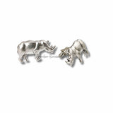 Rhino Cufflinks Neo Victorian Safari Vintage Inspired Antique Silver Rhinoceros Statement Piece with Tie Clip and Tie Pin Set Options