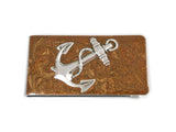 Anchor Money Clip Inlaid in Hand Painted Bronze Metallic Glossy Enamel Nautical Art Deco Inspired Custom Color and Personalzied Options