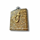 Mermaid Hip Flask Inlaid in Hand Painted Glossy Silver Swirl Enamel Nautical Inspired Personalize Engravinng and Color Option