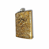 Antique Gold Octopus Flask Inlaid in Hand Painted Enamel Gold Swirl Design 8oz Hip Flask withColor and Personalized Option