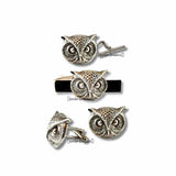 Antique Silver Owl Tie Pin: Vintage Inspired Lapel Brooch