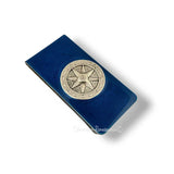 Compass Medallion Money Clip Inlaid in Hand Painted Glossy Navy Enamel Nautical Design with Personalized and Color Options Available
